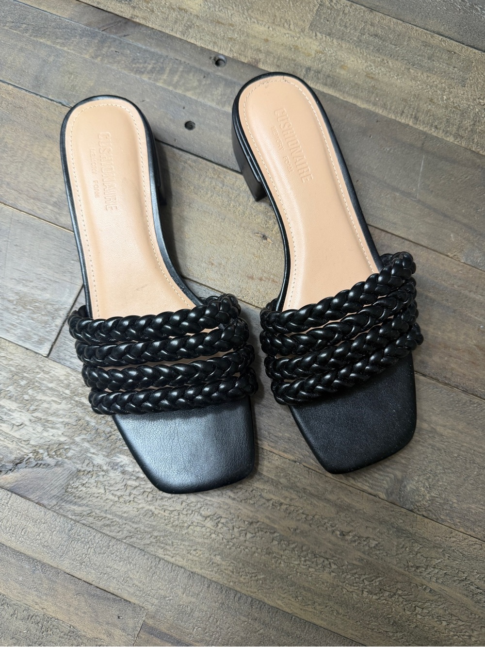 Braided Slide Sandals for Women in Black